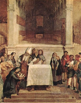 ロレンツォ・ロット Painting - 神殿のプレゼンテーション 1554 ルネッサンス ロレンツォ・ロット